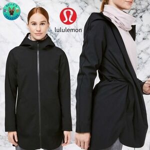 Lululemon Glyde Along Softshell Jacket Women's 6 Rain Coat Black Hooded Full Zip